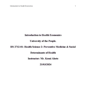 Health Economics - Study Notes & Assignments - Studocu