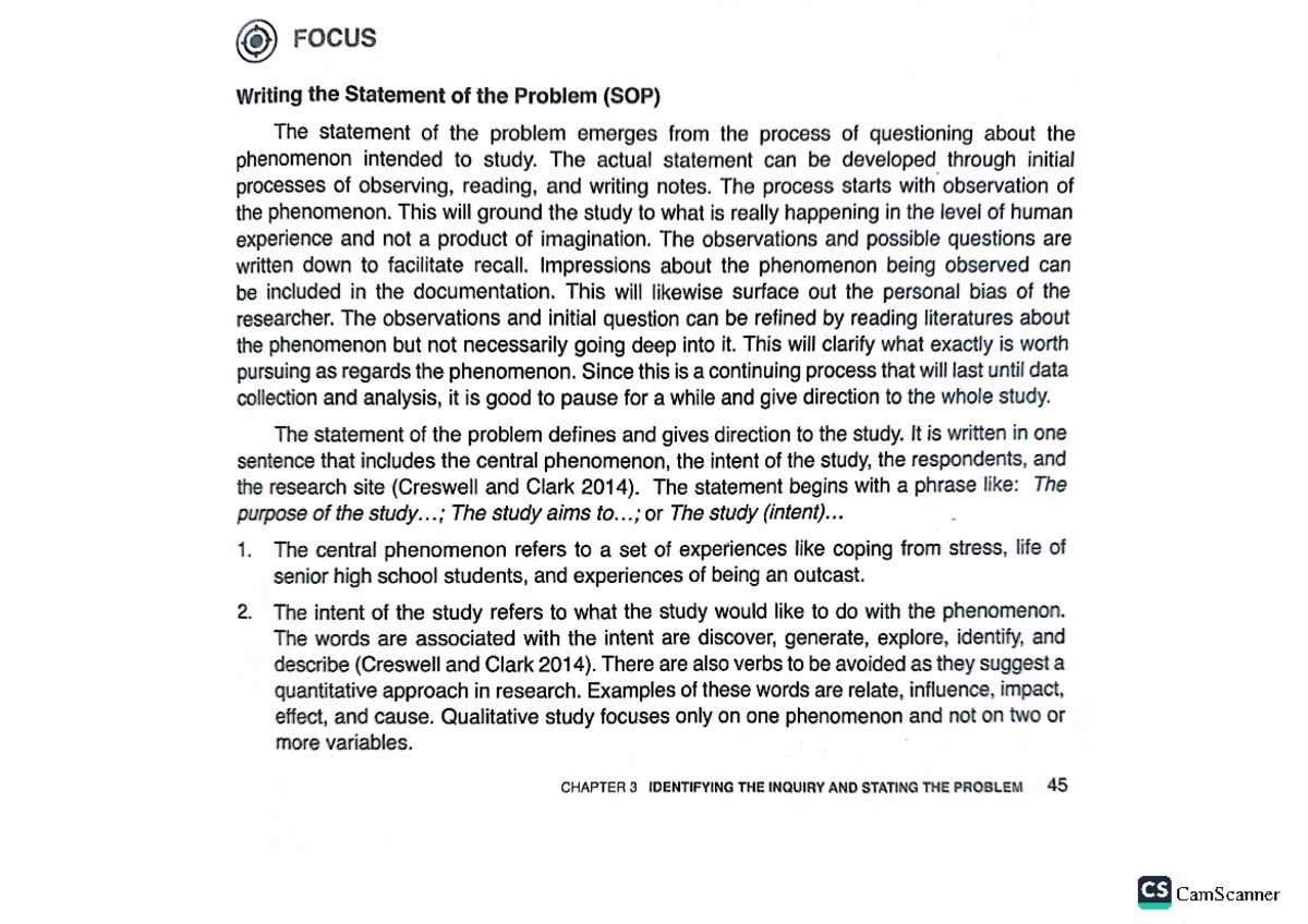 Statement of the problem - The actual statement can be developed ...