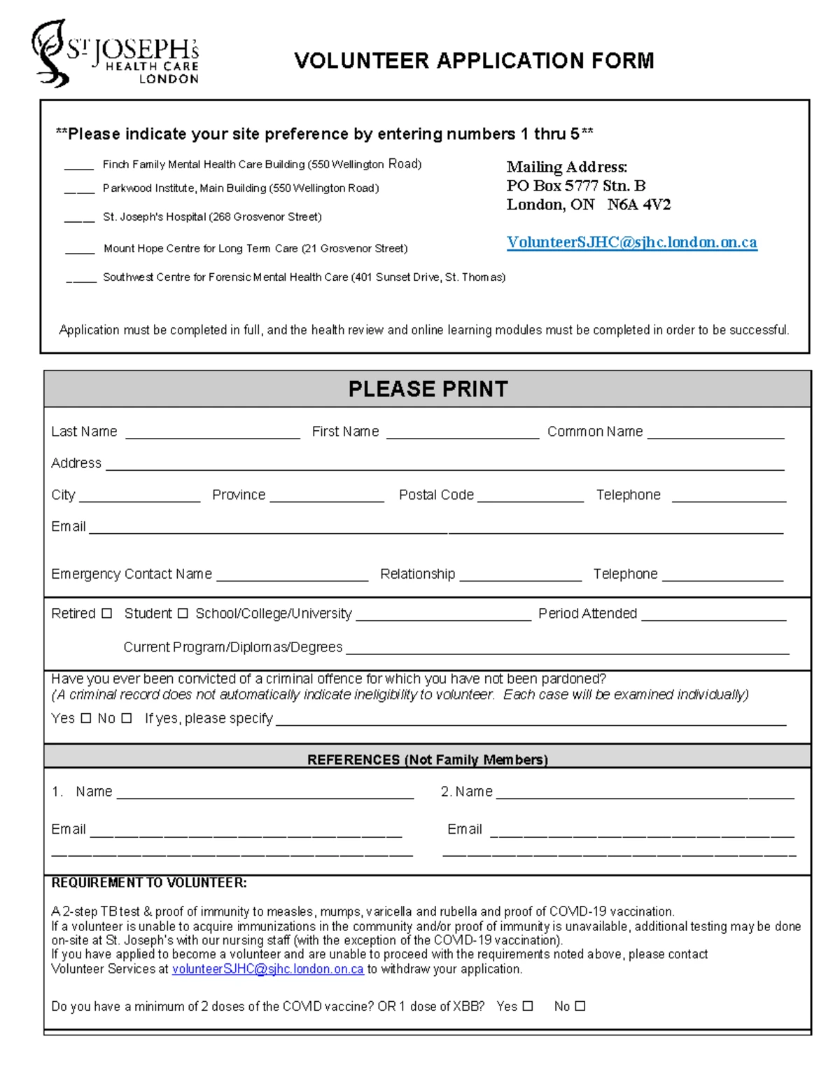 SMH Volunteer Reference Form for Applicant Evaluation - Studocu