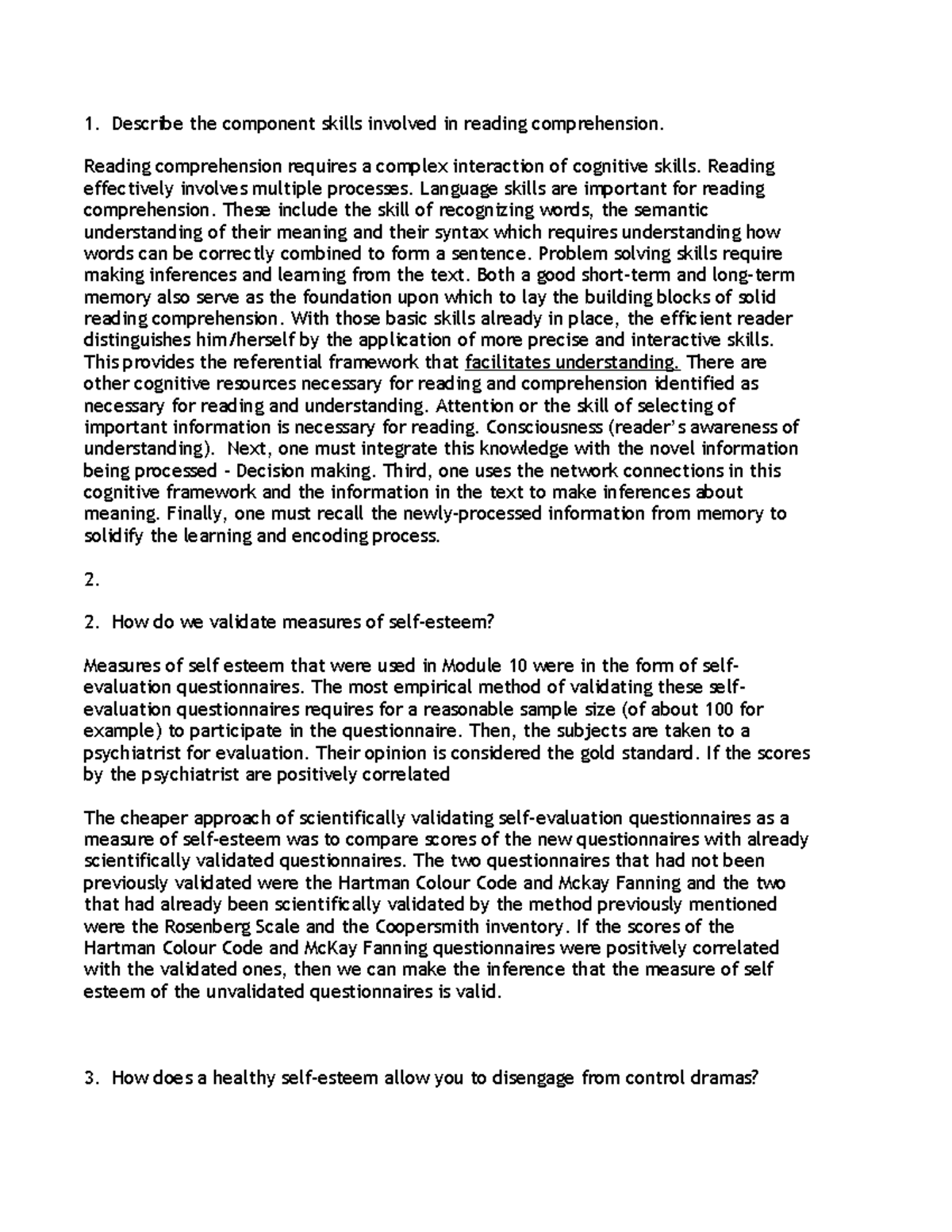 Practice lab test qs 2 - Lab Test Questions - Describe the component ...