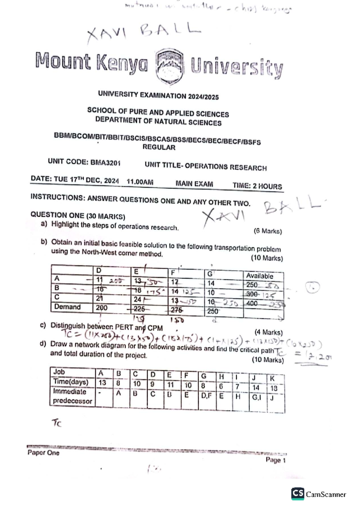 Operations Research (BMA3201) Past Exam Papers Collection - Studocu