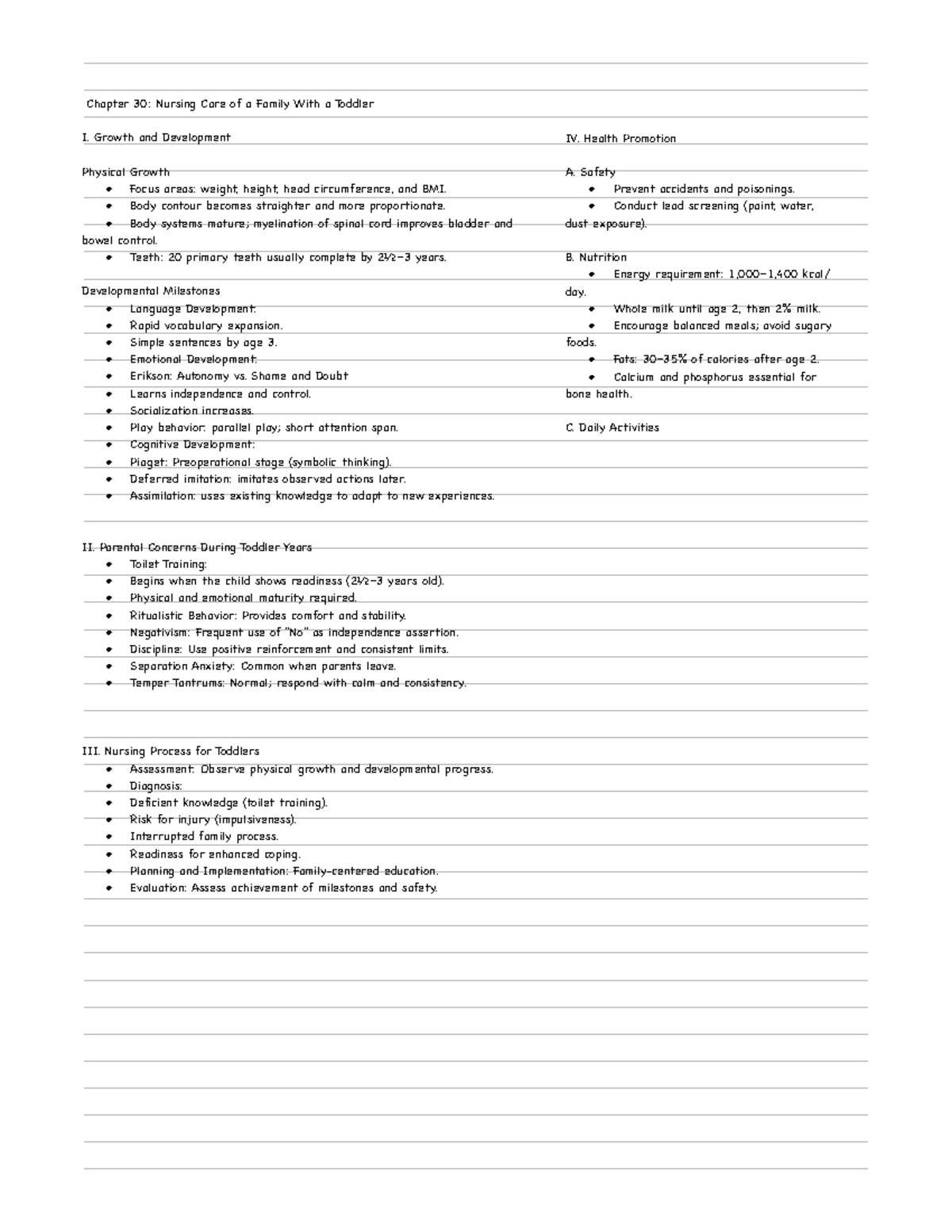 Chapter 30: Nursing Care for Toddlers - Growth, Development & Safety ...