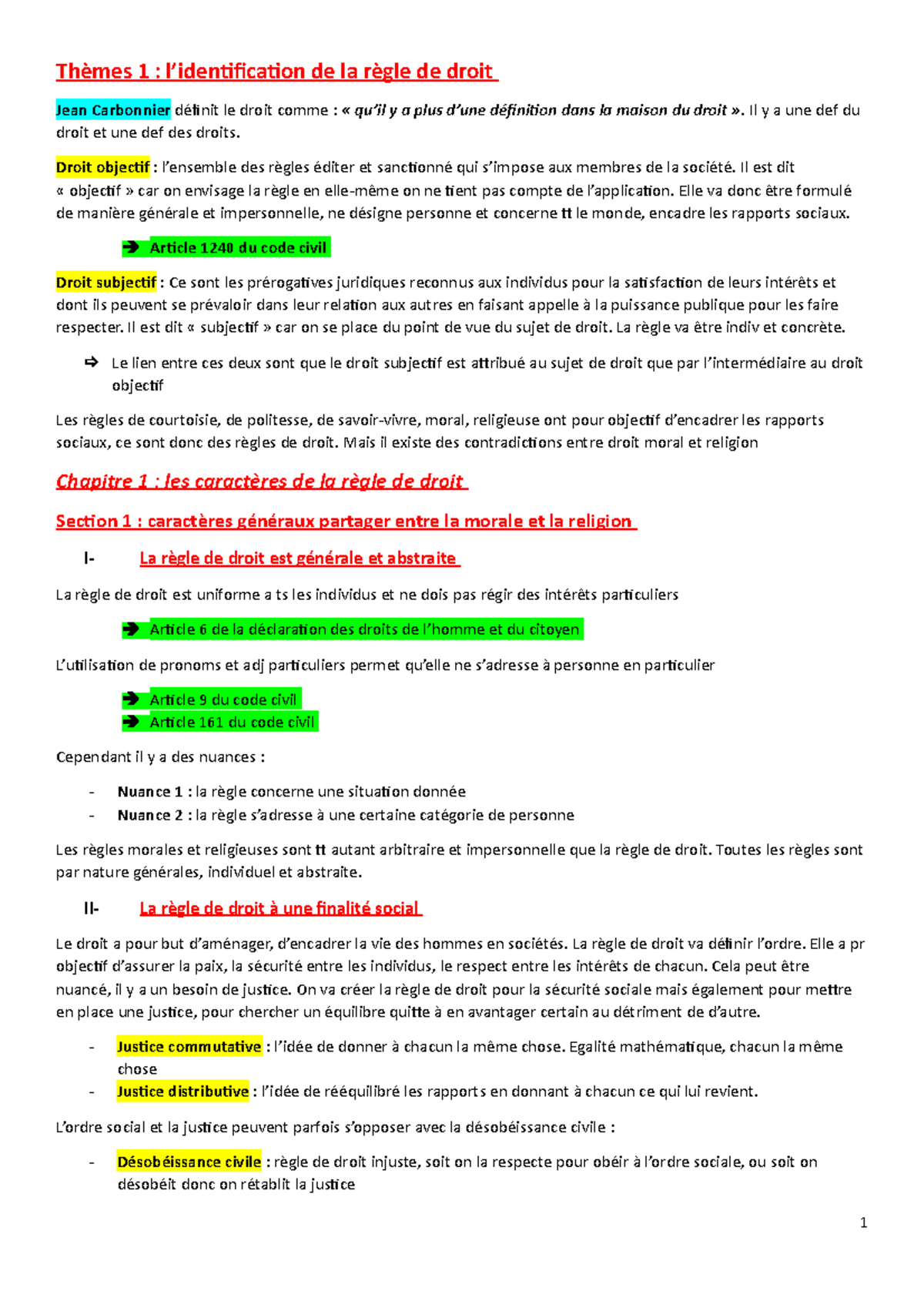 Intro générale au droit - Thèmes 1 : l’identification de la règle de ...