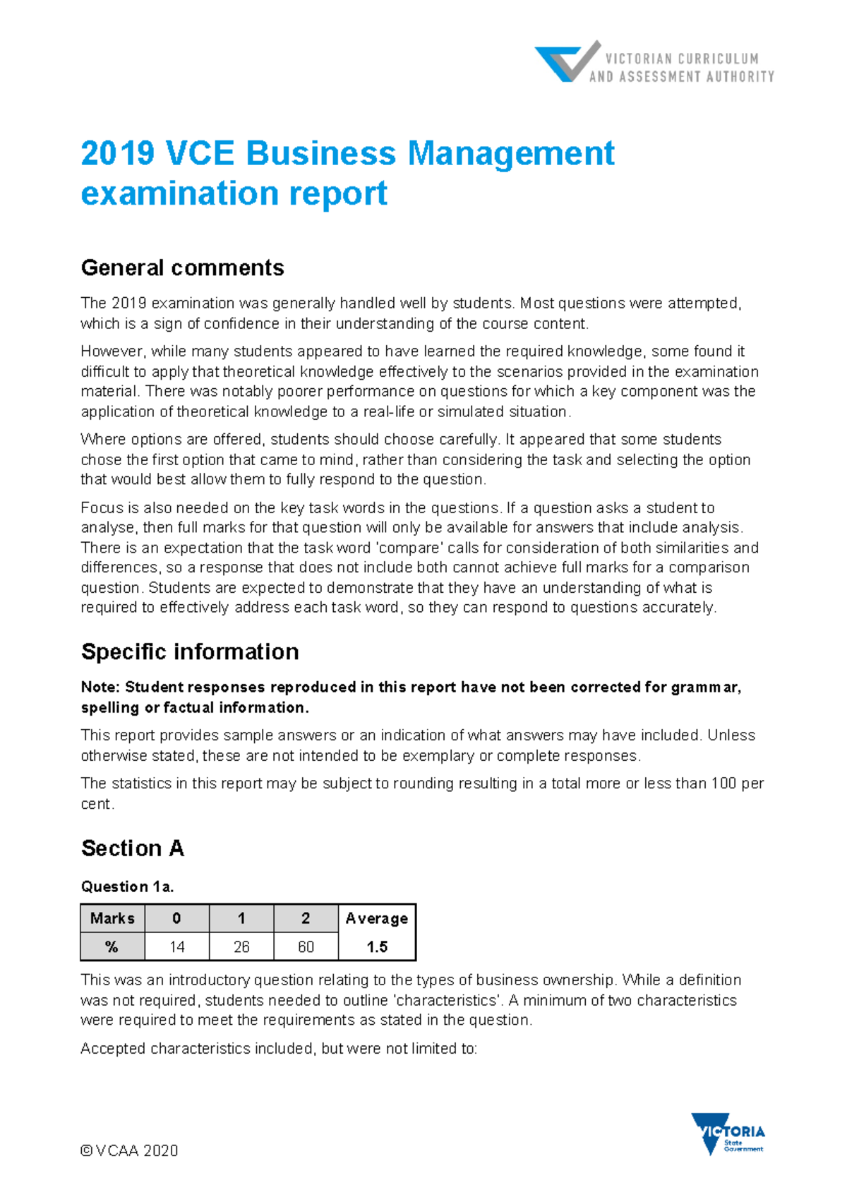 VCE Business Management Exam Report 2019 - Key Findings & Insights ...