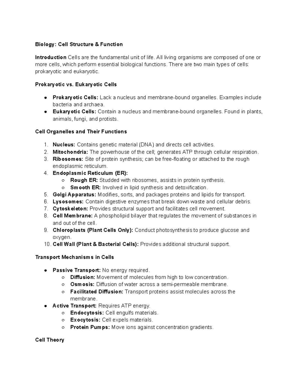 BIO101: Cell Structure & Function - Key Concepts & Organelles Overview ...