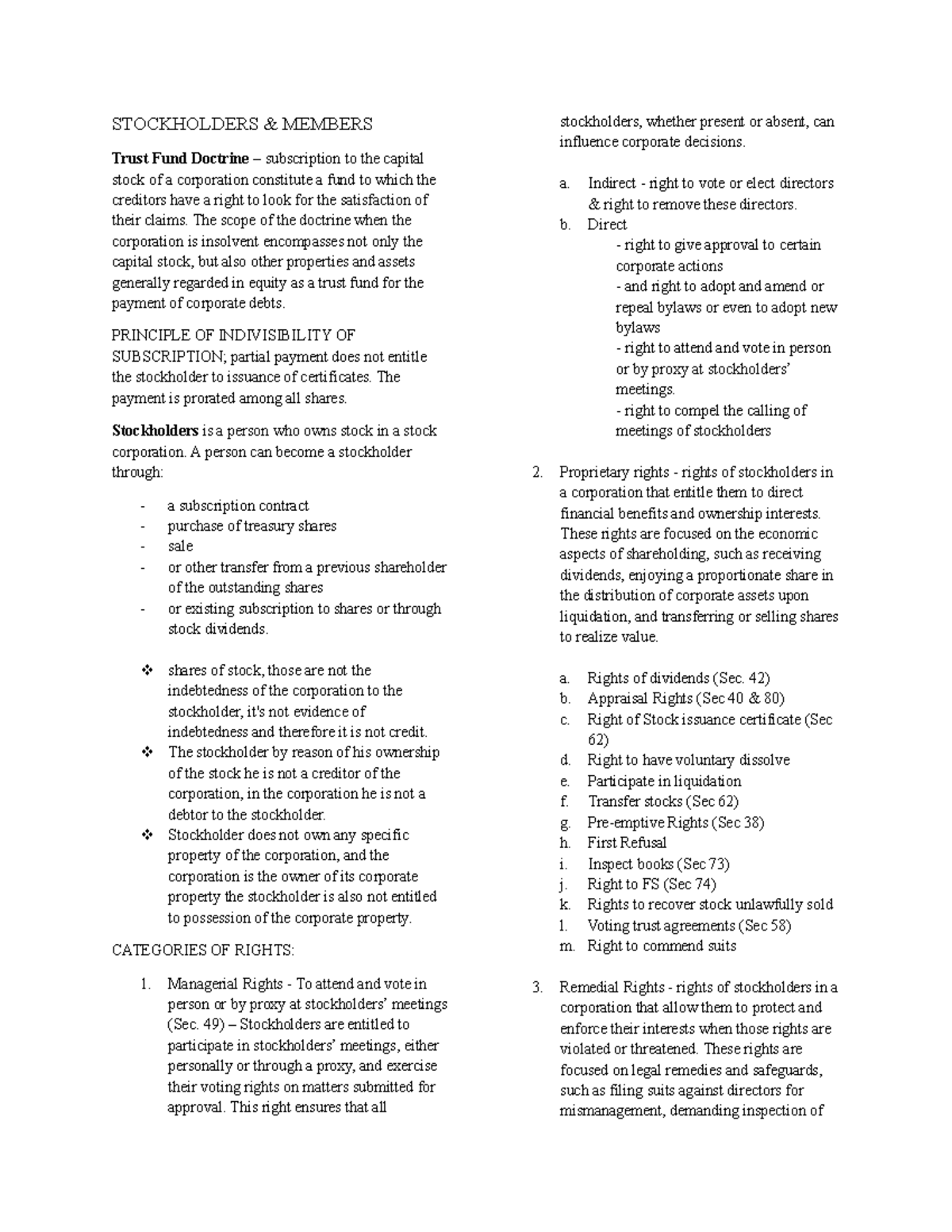 STOCKHOLDERS' RIGHTS AND RESPONSIBILITIES: A Comprehensive Overview ...