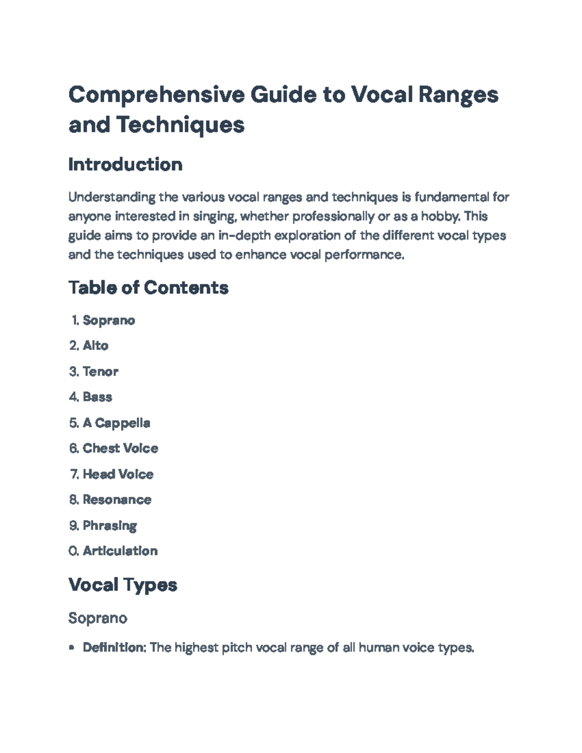 Comprehensive Guide to Vocal Ranges and Techniques for Singers ...