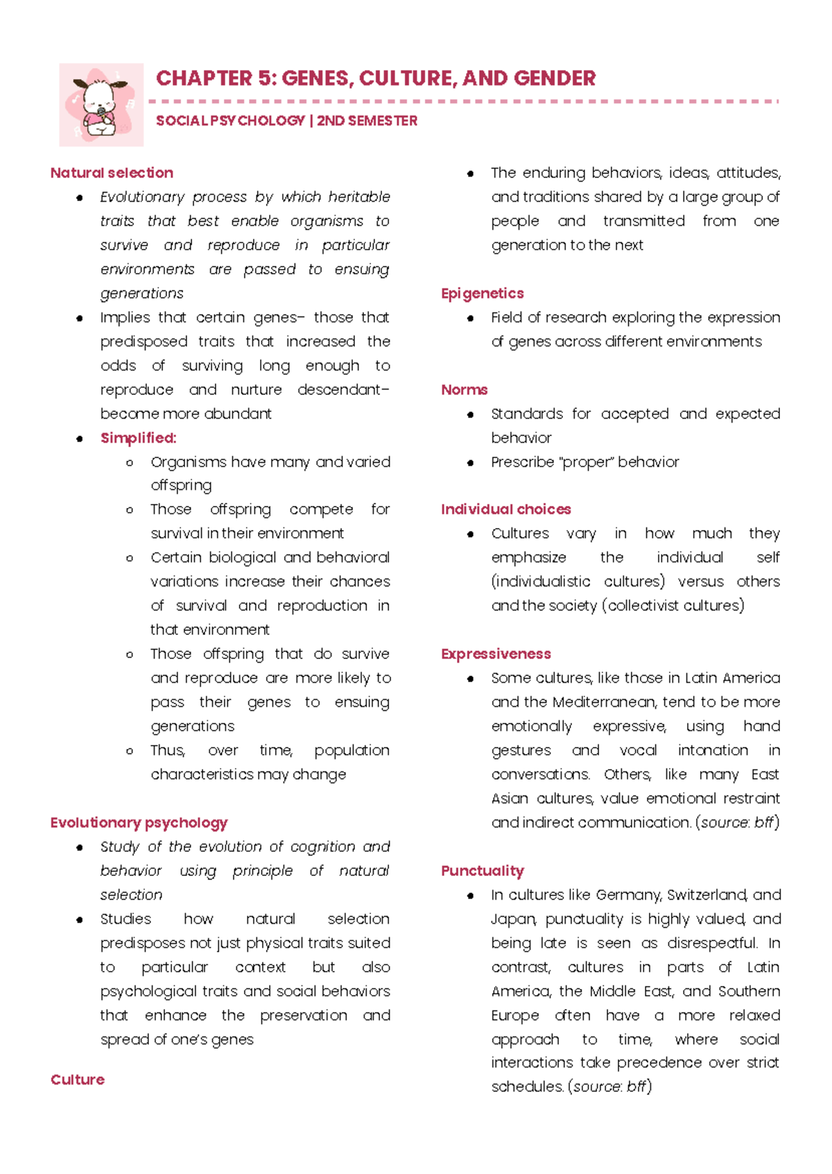 Social Psychology - Chapter 5: Evolution, Culture, and Gender Roles ...