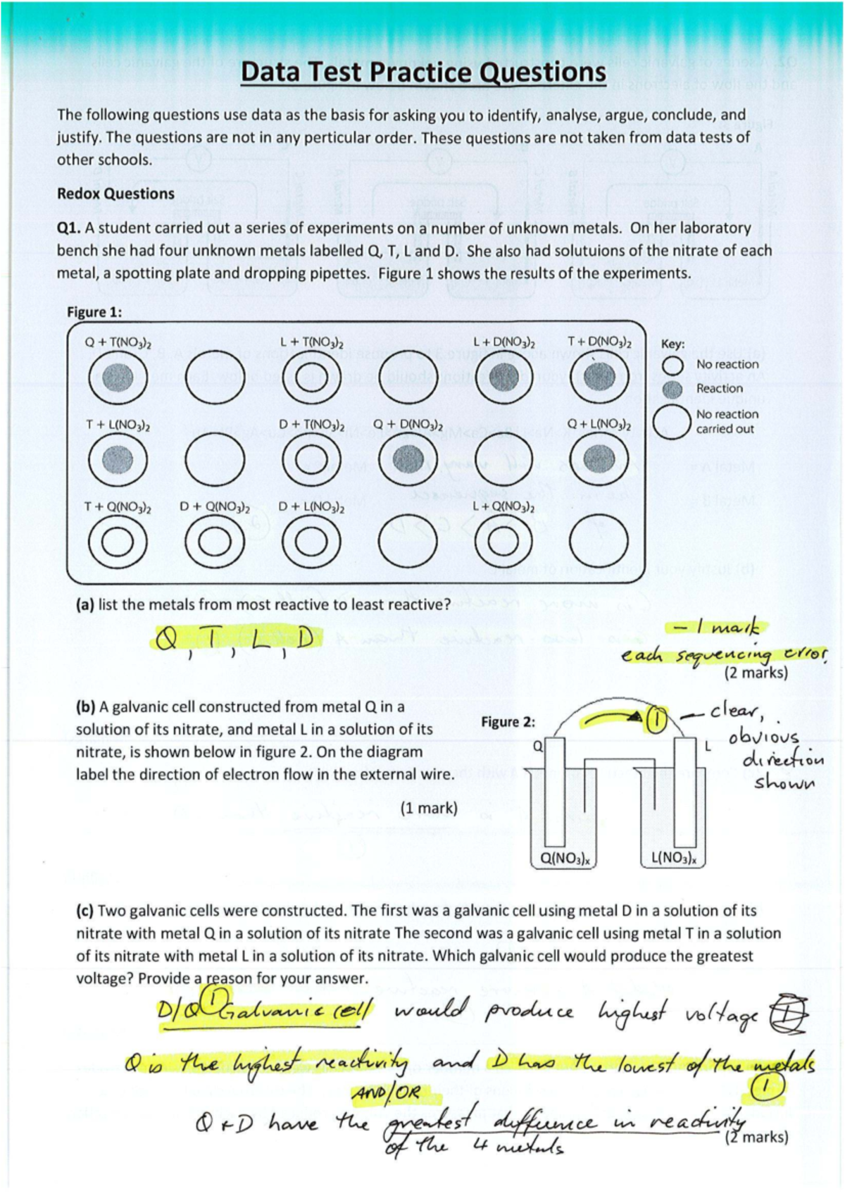 Data Test Practice Questions - Unit 3 (35 Minutes) - Studocu