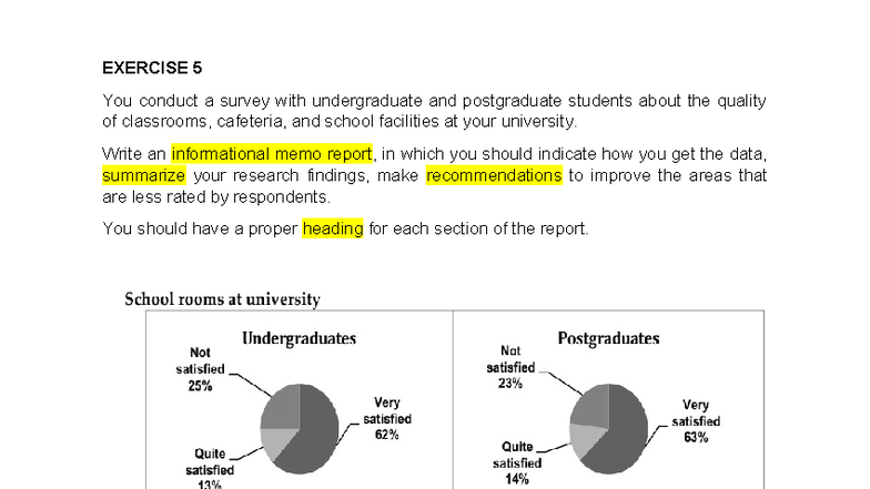 Informal Report - Exam Practice: Survey on Campus Facilities Quality ...