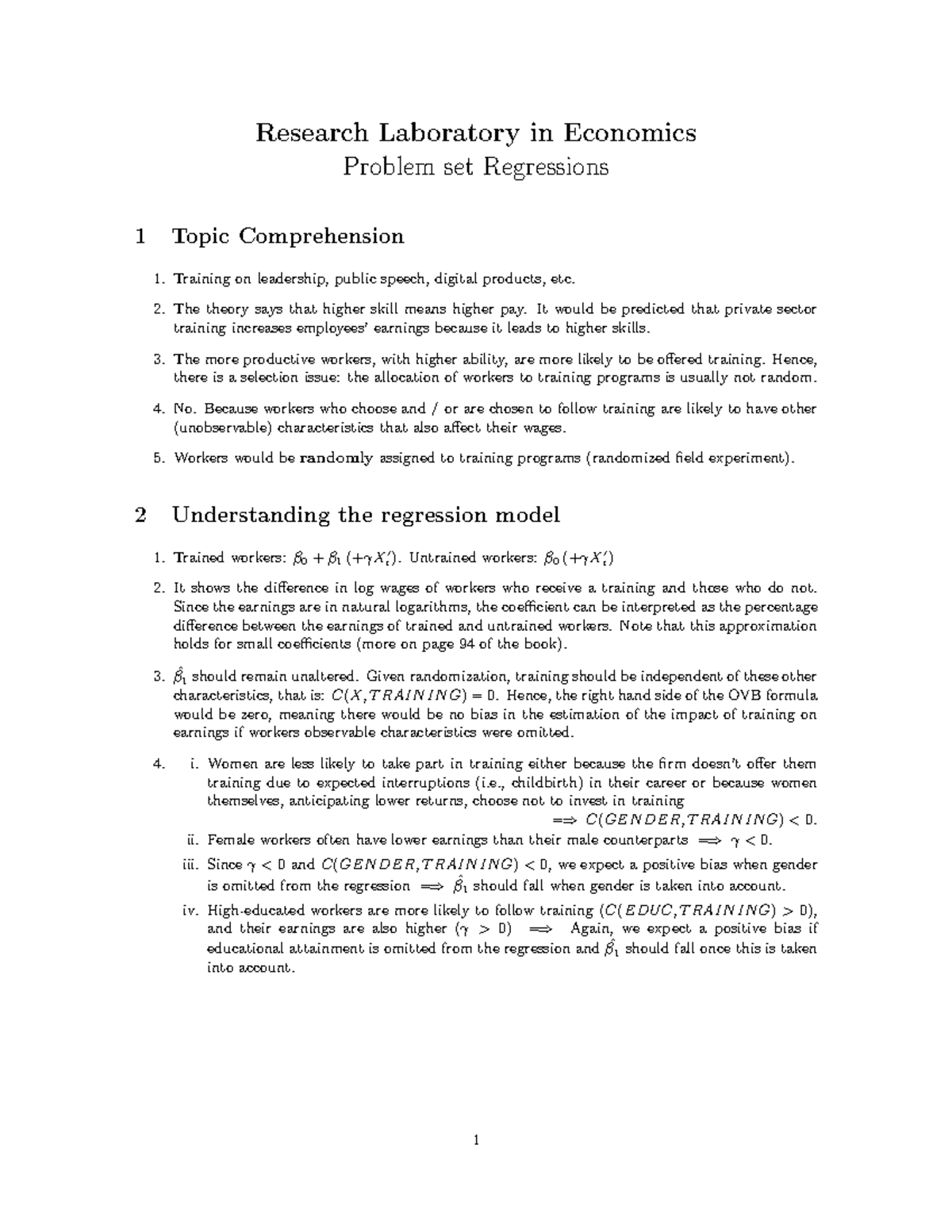 ECO 101 Week 2 Tutorial Solutions: Understanding Regression Models ...