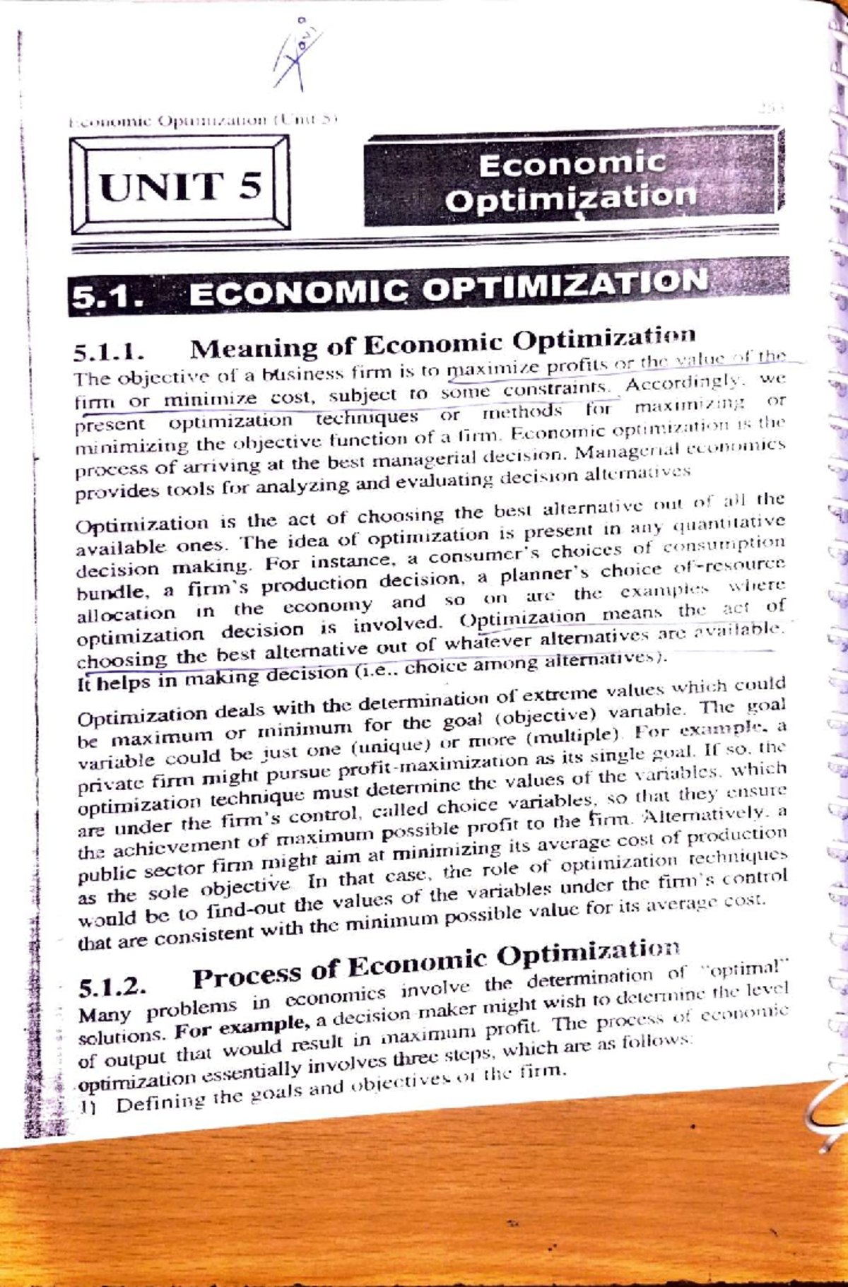 Economic Optimization Techniques in Managerial Economics (Unit 5) - Studocu