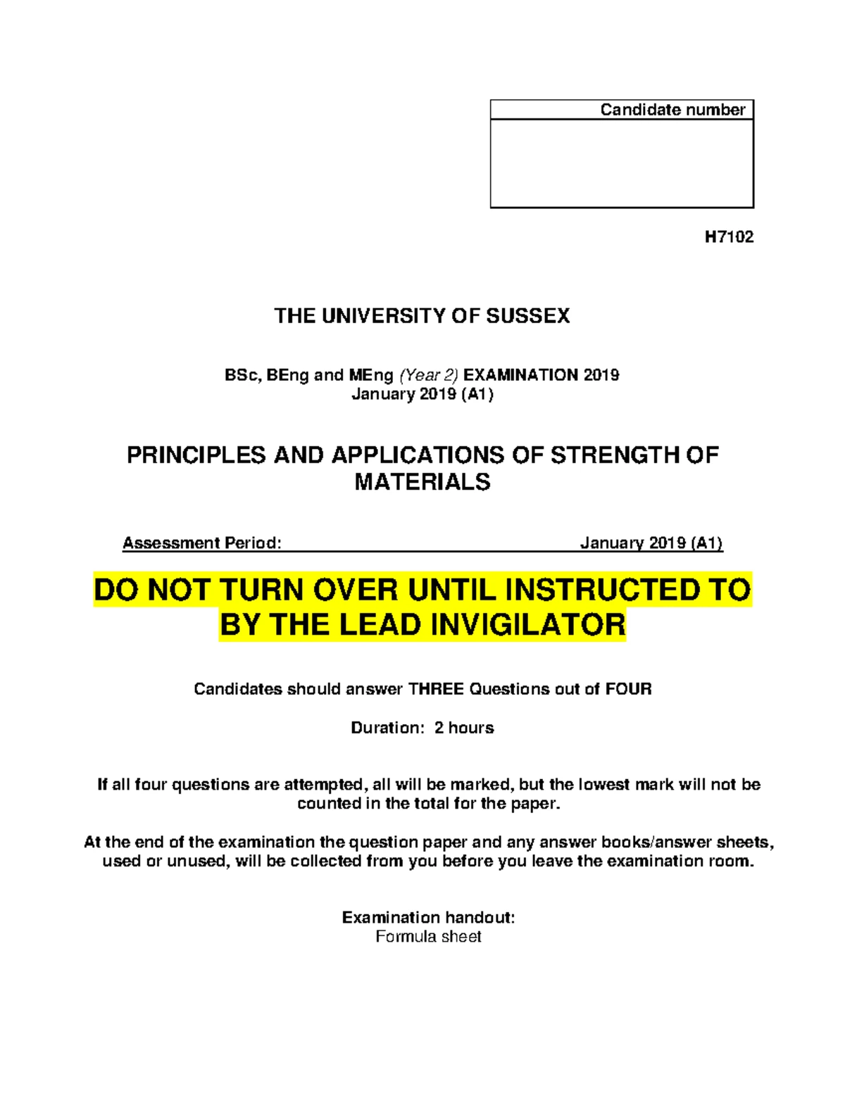 SM Final Exam Formula Sheet: Strength of Materials Principles - Studocu