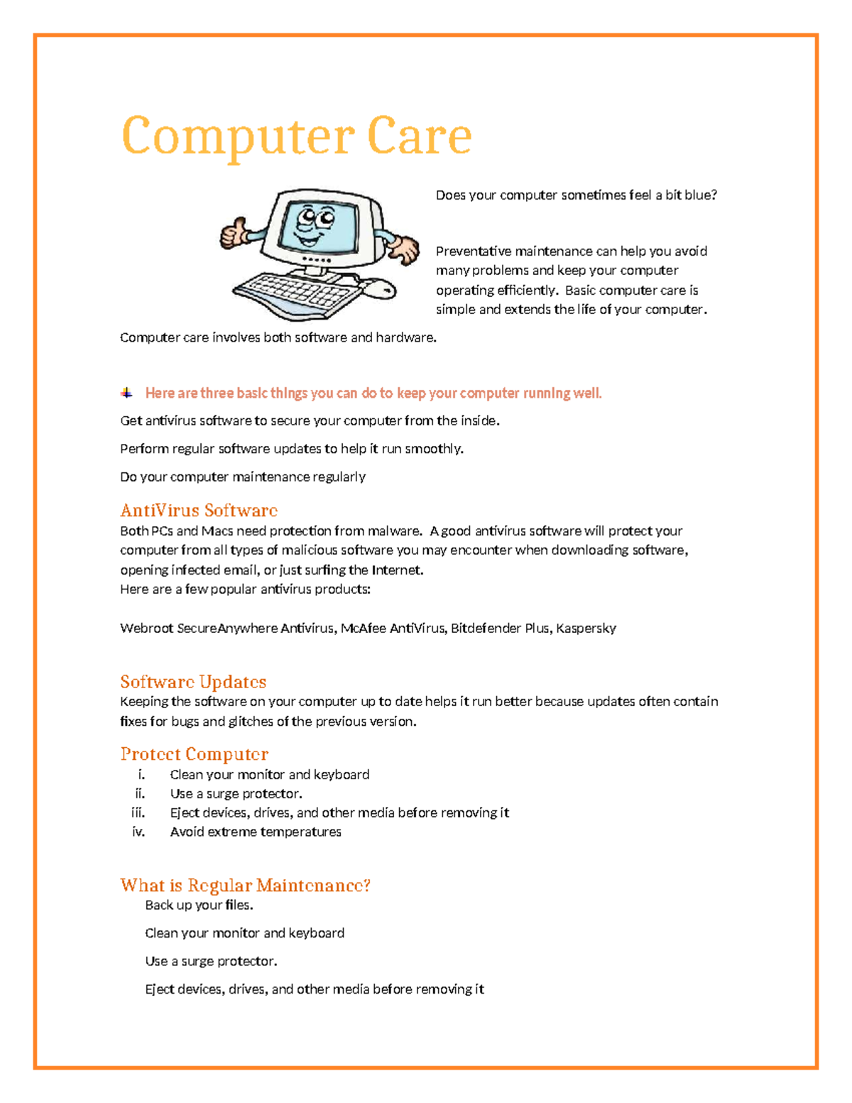 Computer Care: Essential Maintenance Tips for Project 7 - Studocu