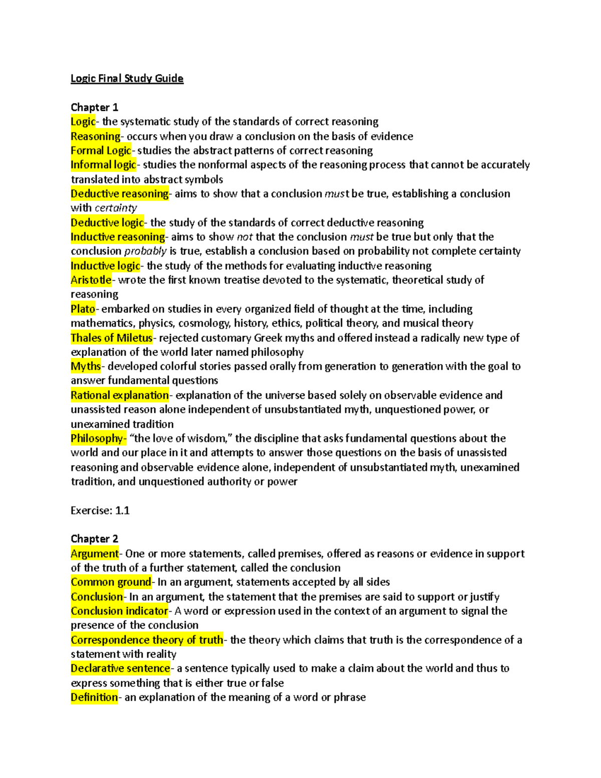Logic 101: Comprehensive Final Study Guide for Mastery - Studocu