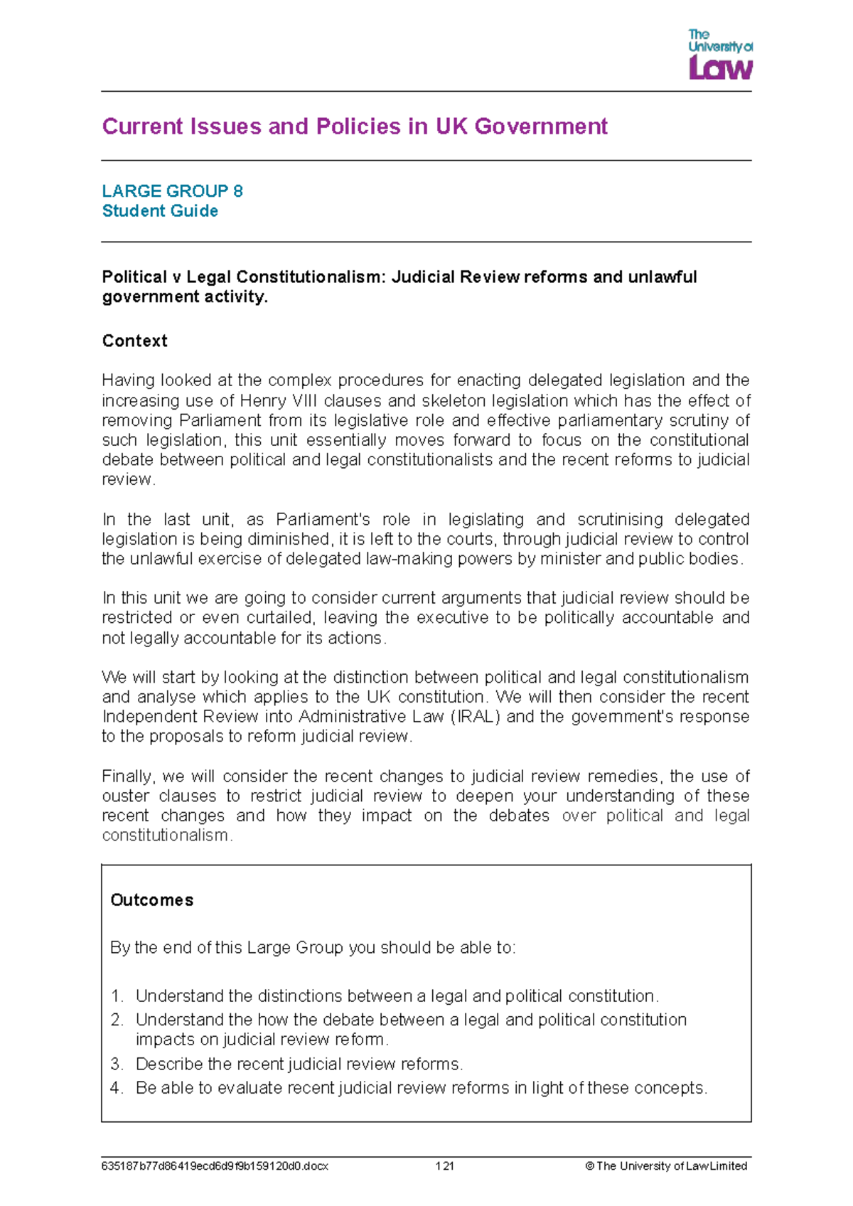 Current Issues in UK Government: Judicial Review Reforms ...