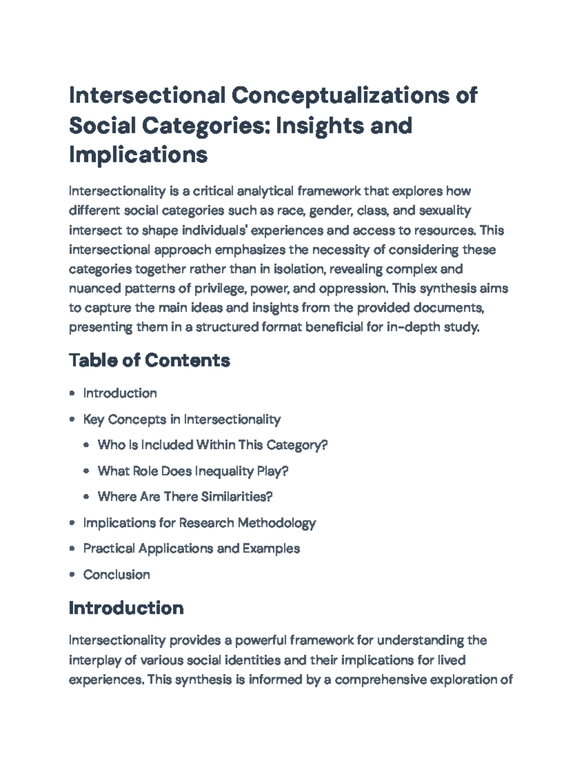 Intersectional Analysis of Social Categories: Insights and Implications ...