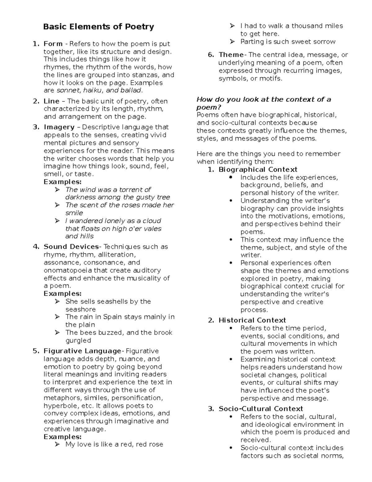 Basic Elements of Poetry: Structure, Imagery, and Context Analysis ...