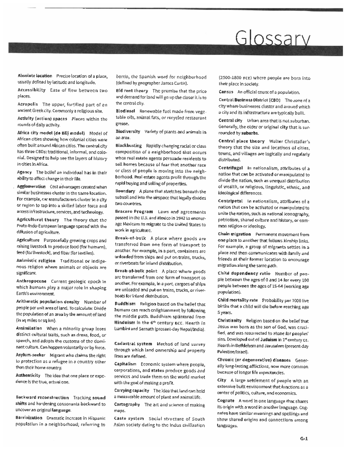 AP Human Geography Glossary: Key Terms and Concepts Explained - Studocu