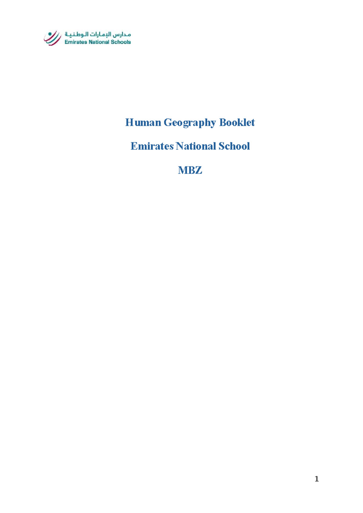 Geography Booklet: Human Geography Themes & Research Methods (MBZ 1 ...