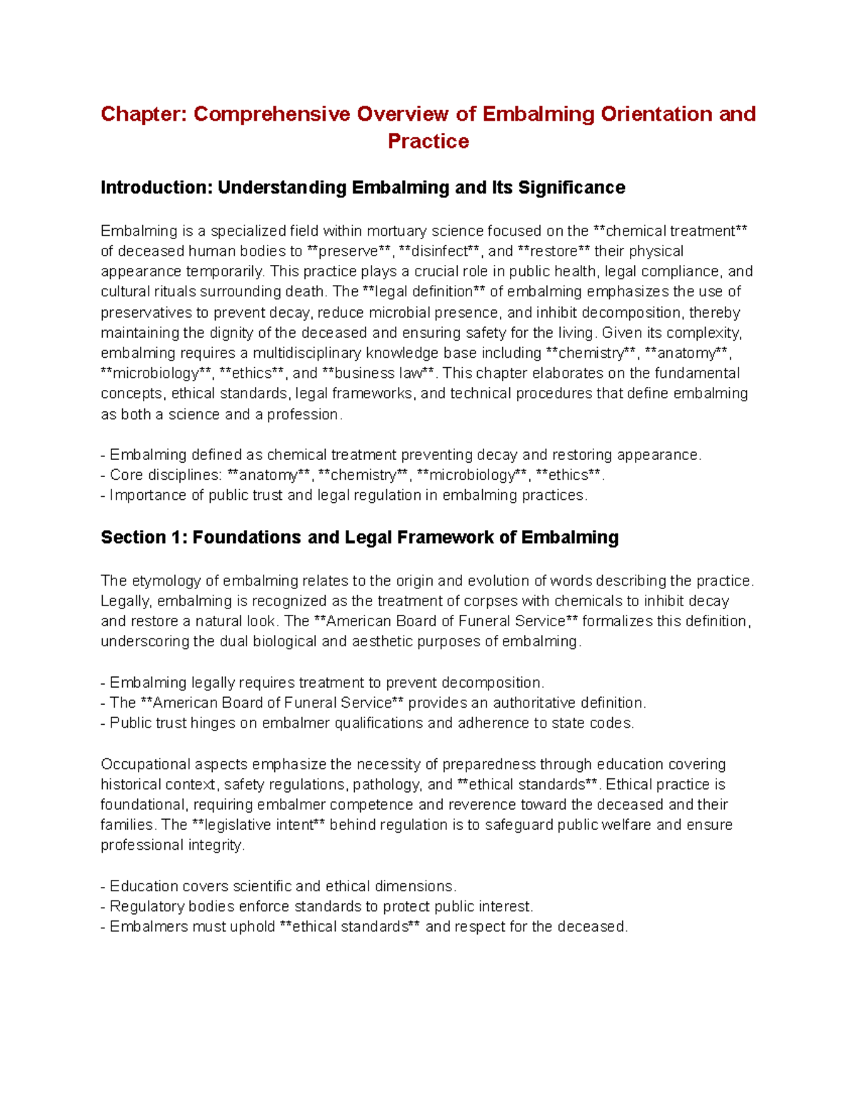 Chapter: Comprehensive Overview of Embalming Practices and Ethics (MORT ...
