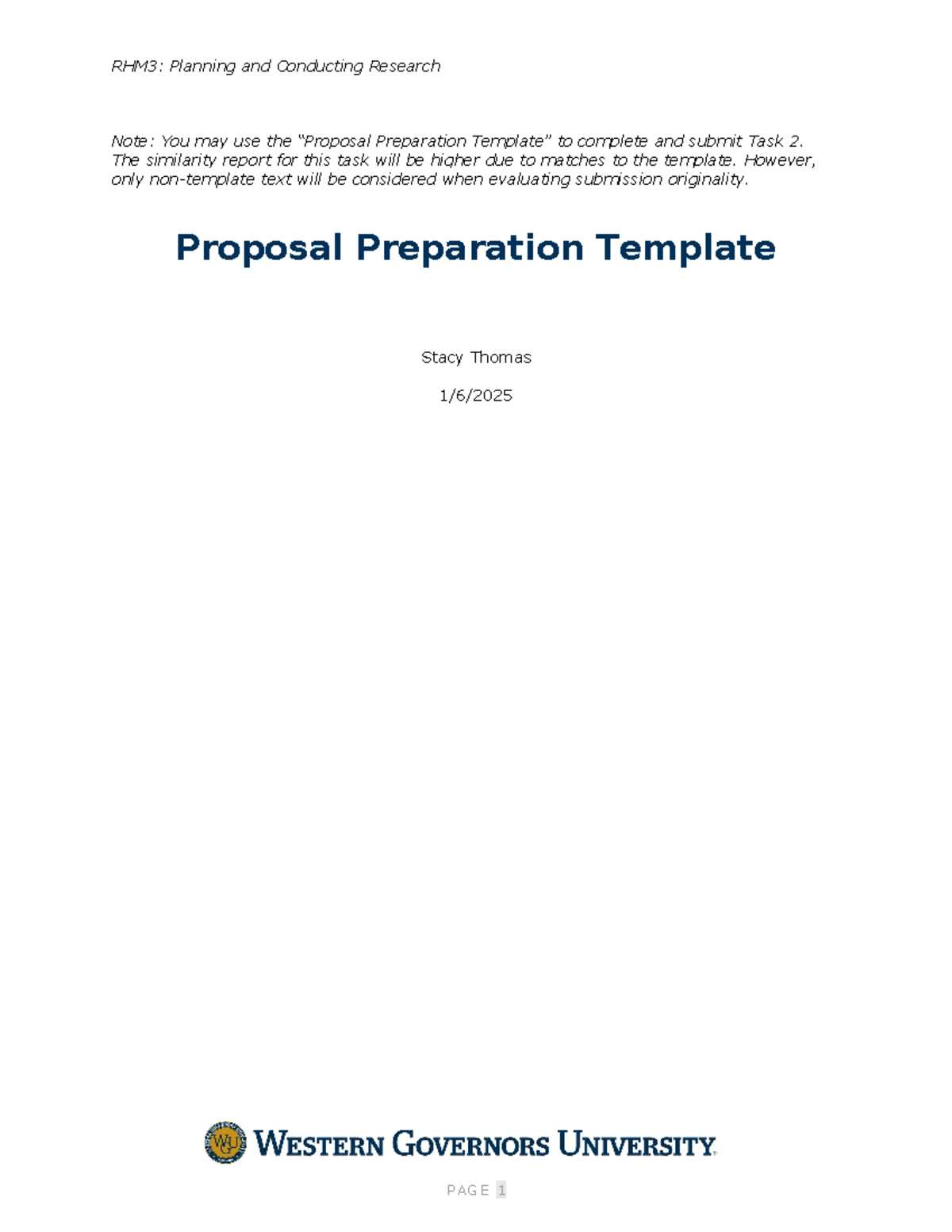 Proposal Preparation (DONE) - RHM3: Planning and Conducting Research ...