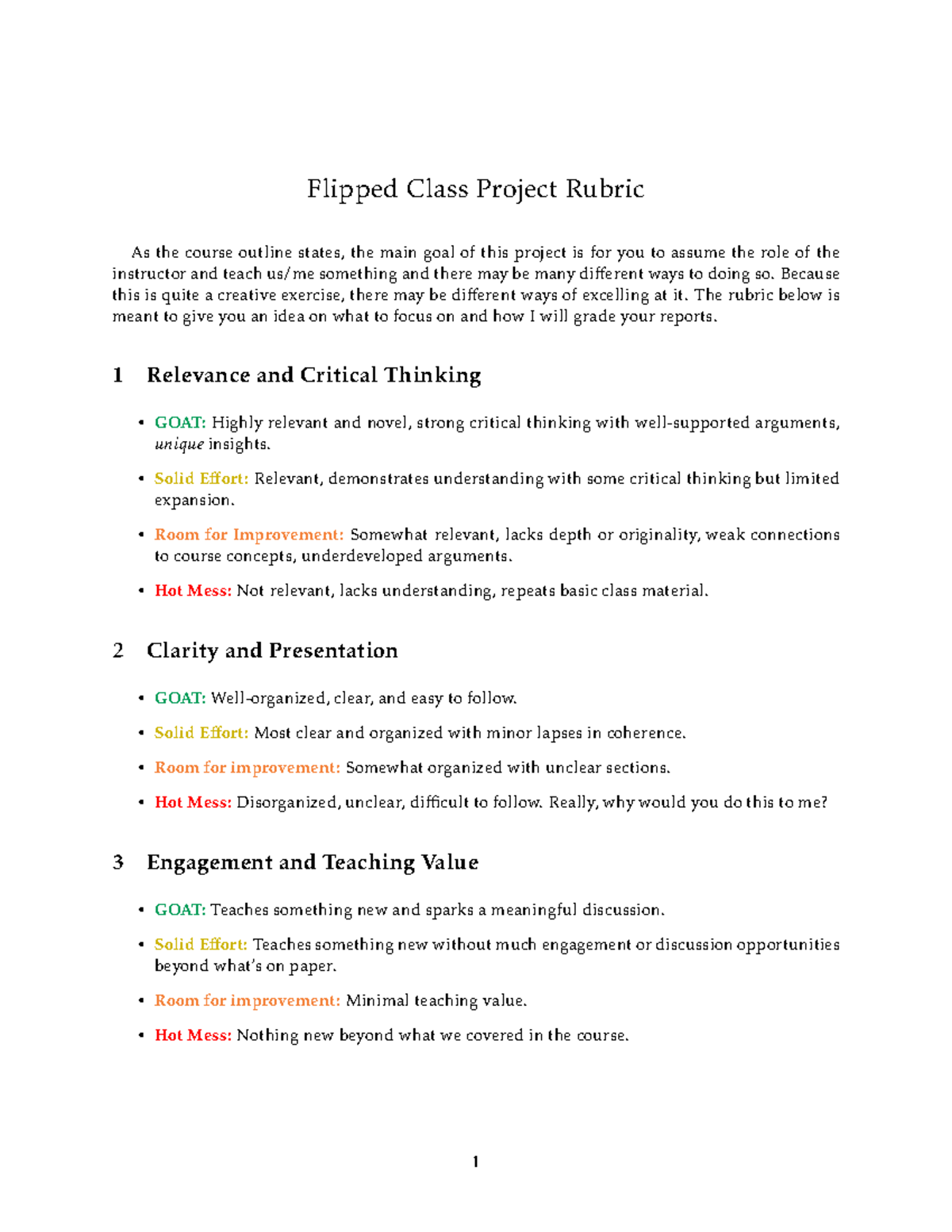 FIN3702 Flipped Class Project Grading Rubric - Studocu