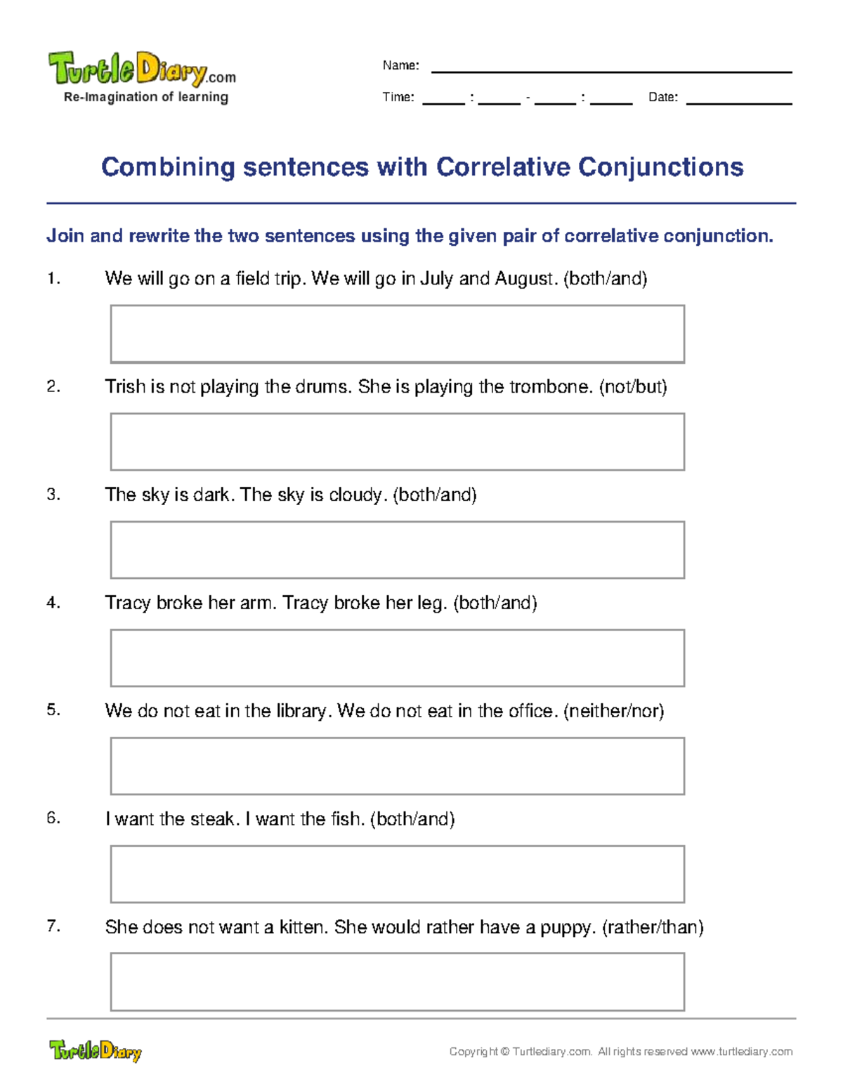 Combining Sentences with Correlative Conjunctions: Practice Exercises ...