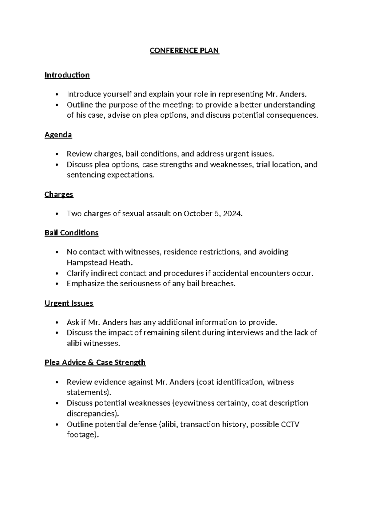 Conference PLAN (teacher's copy) - CONFERENCE PLAN Introduction ...
