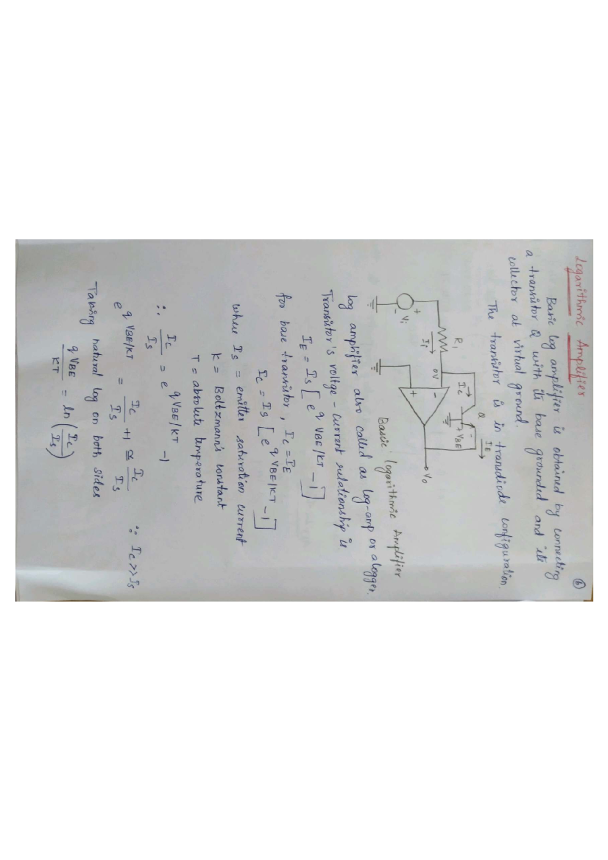 Logarithmic and Antilogarithmic Amplifier - Unit III Notes - Studocu