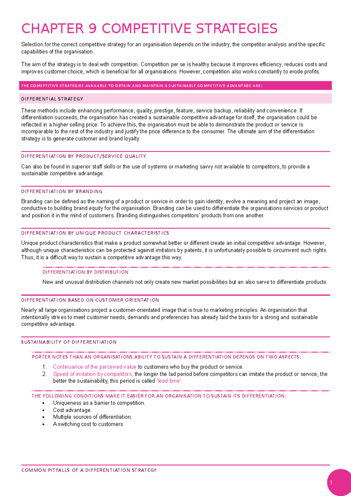 Chapter 9 Competitve Strategies - CHAPTER 9 COMPETITIVE STRATEGIES ...