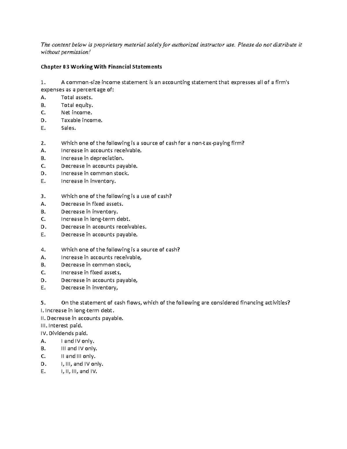 Financial Statements Exam Questions - ACC101 - Studocu
