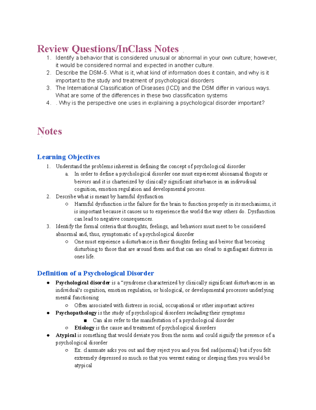 Chapter 15 - OpenStax textbook notes - Review Questions/InClass Notes ...
