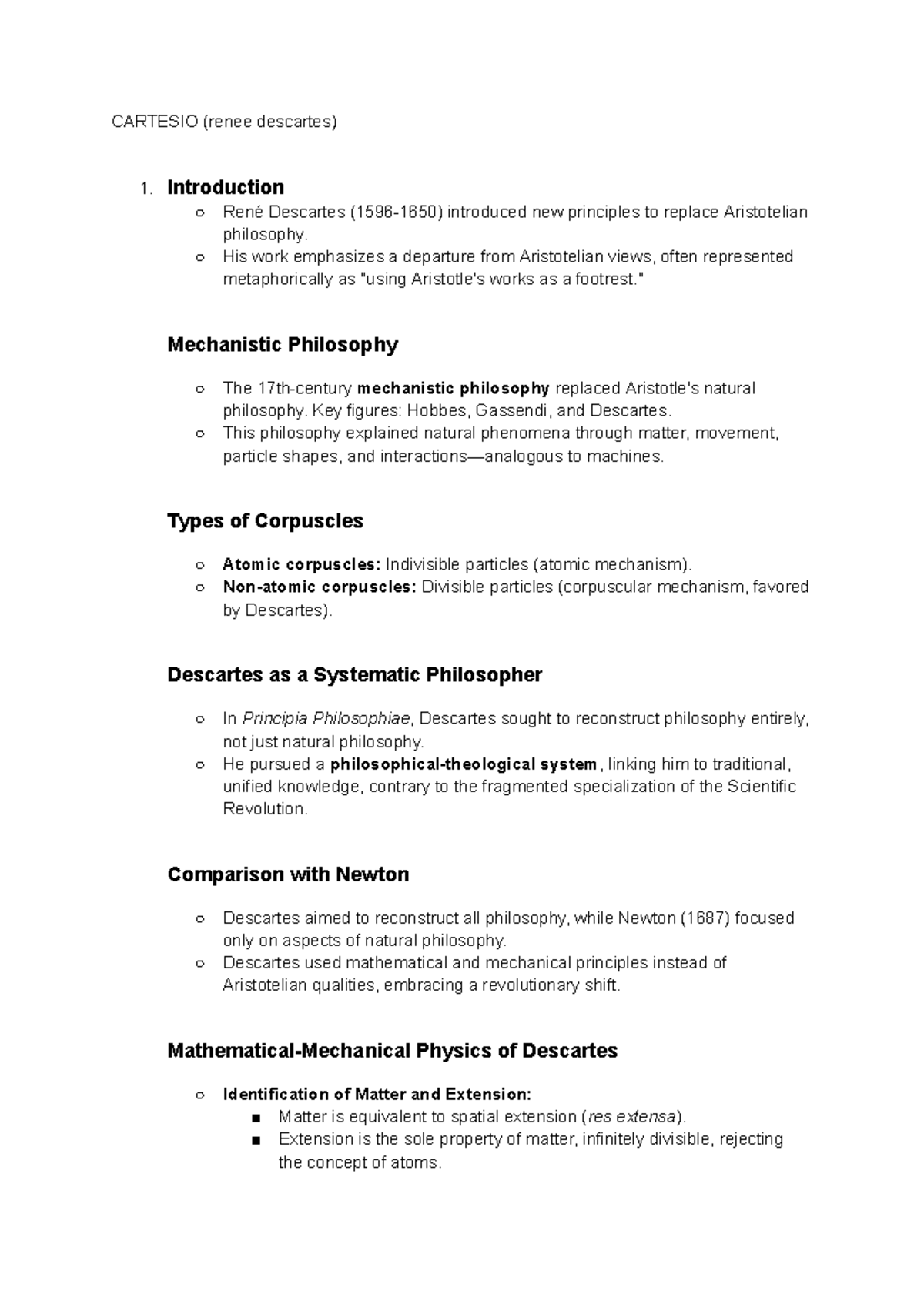CARTESIO (Renee Descartes) - Introduction to Mechanistic Philosophy ...