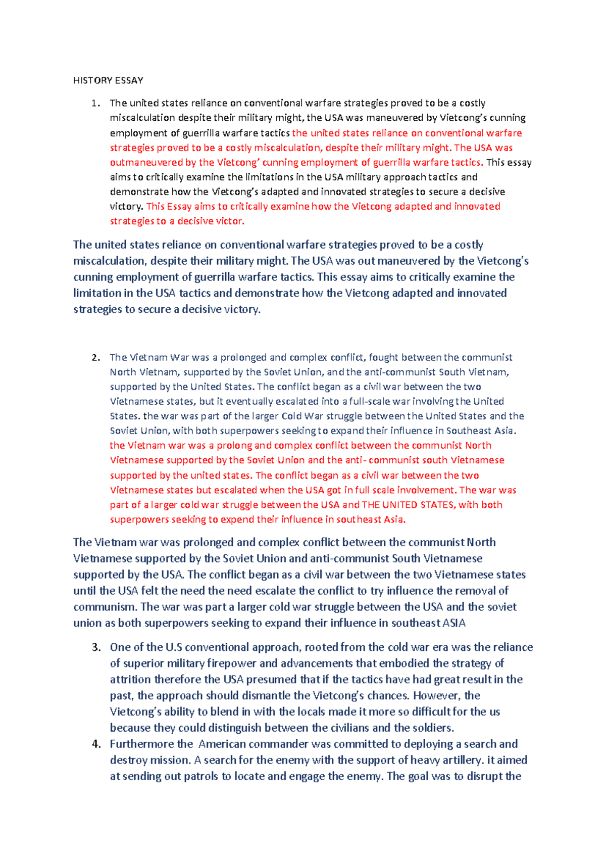 HIST 101: Essay on U.S. Military Strategies in the Vietnam War - Studocu