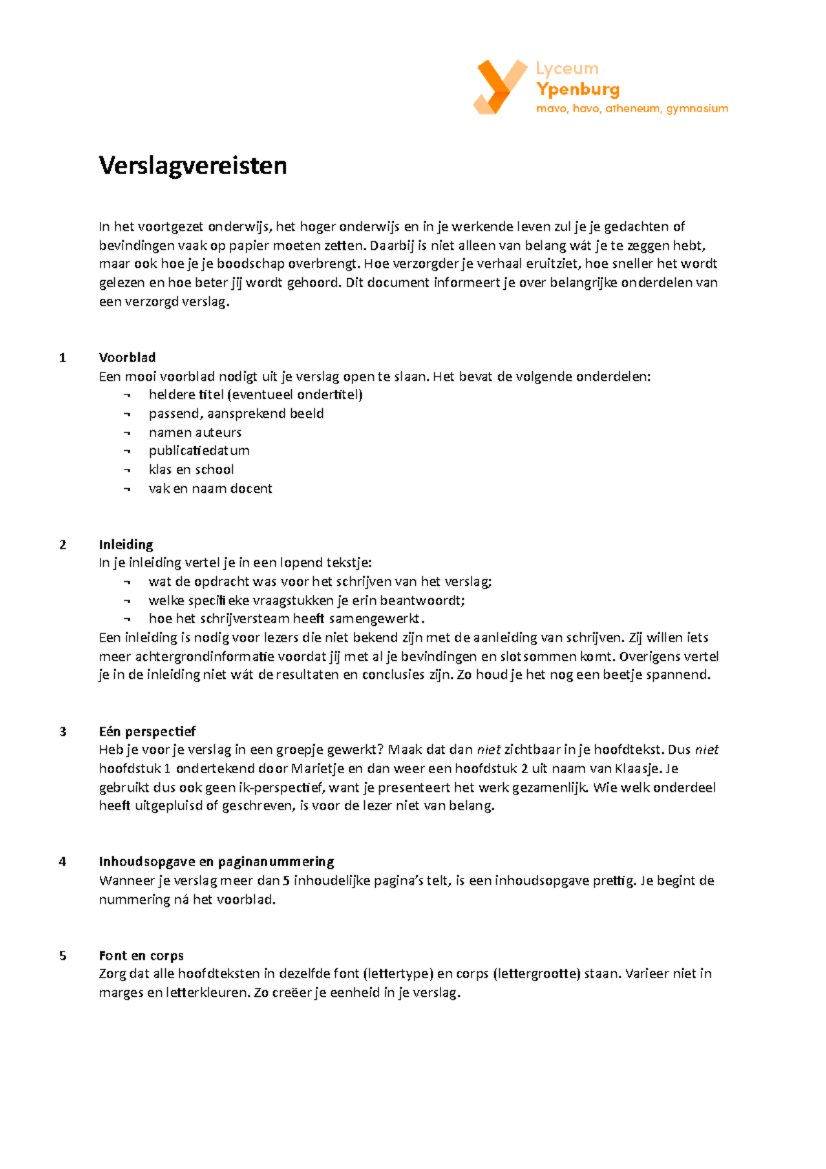 Verslagvereisten en Structuren voor een Nederlandsverslag - Studeersnel