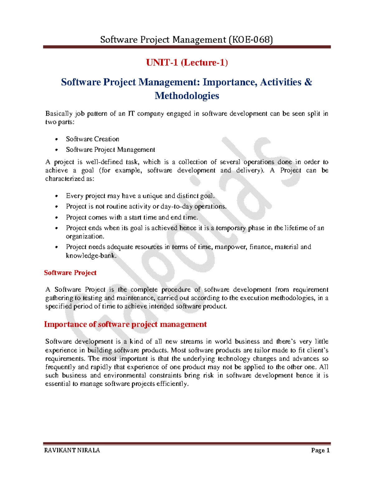 SPM Unit-5: Lecture Notes on Project Staffing & Organizational Behavior ...