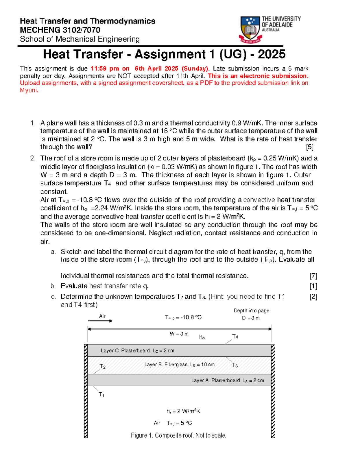 HT MECHENG 3102 Assignment 1 Questions - Heat Transfer & Thermodynamics ...