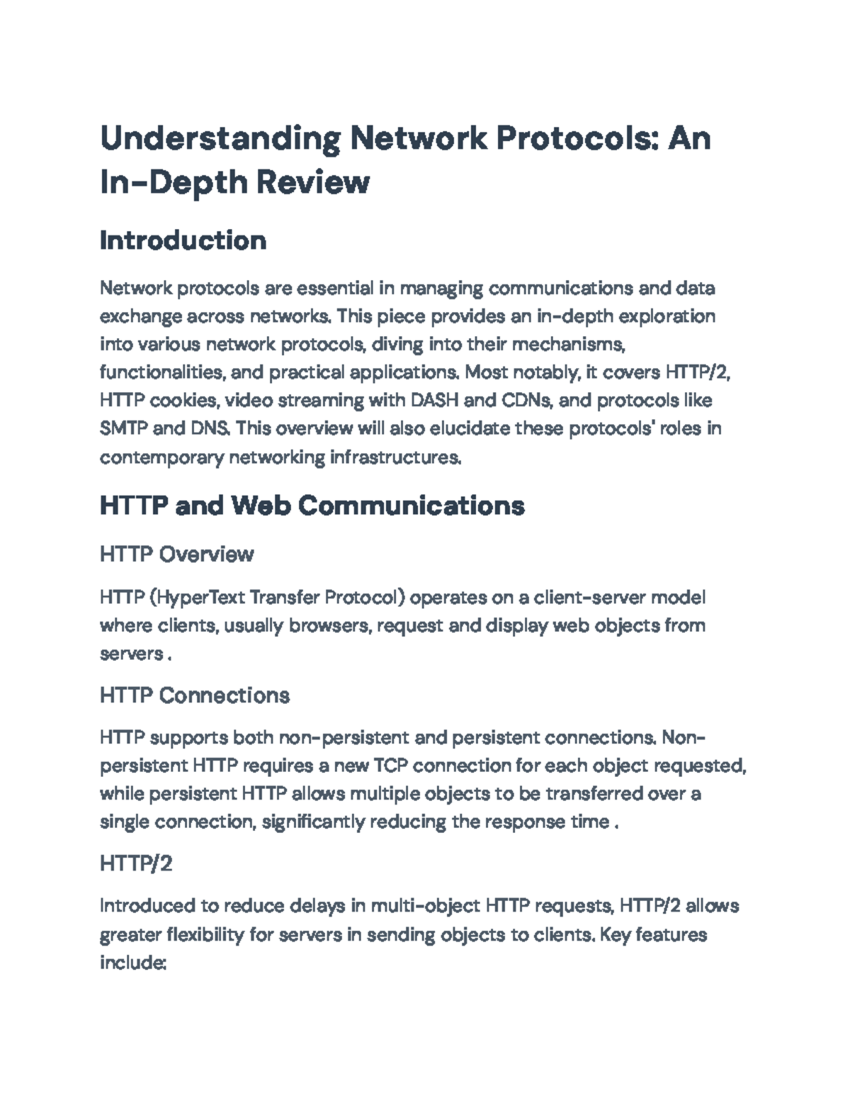 In-Depth Analysis of Network Protocols: HTTP/2, DNS, and SMTP Overview ...