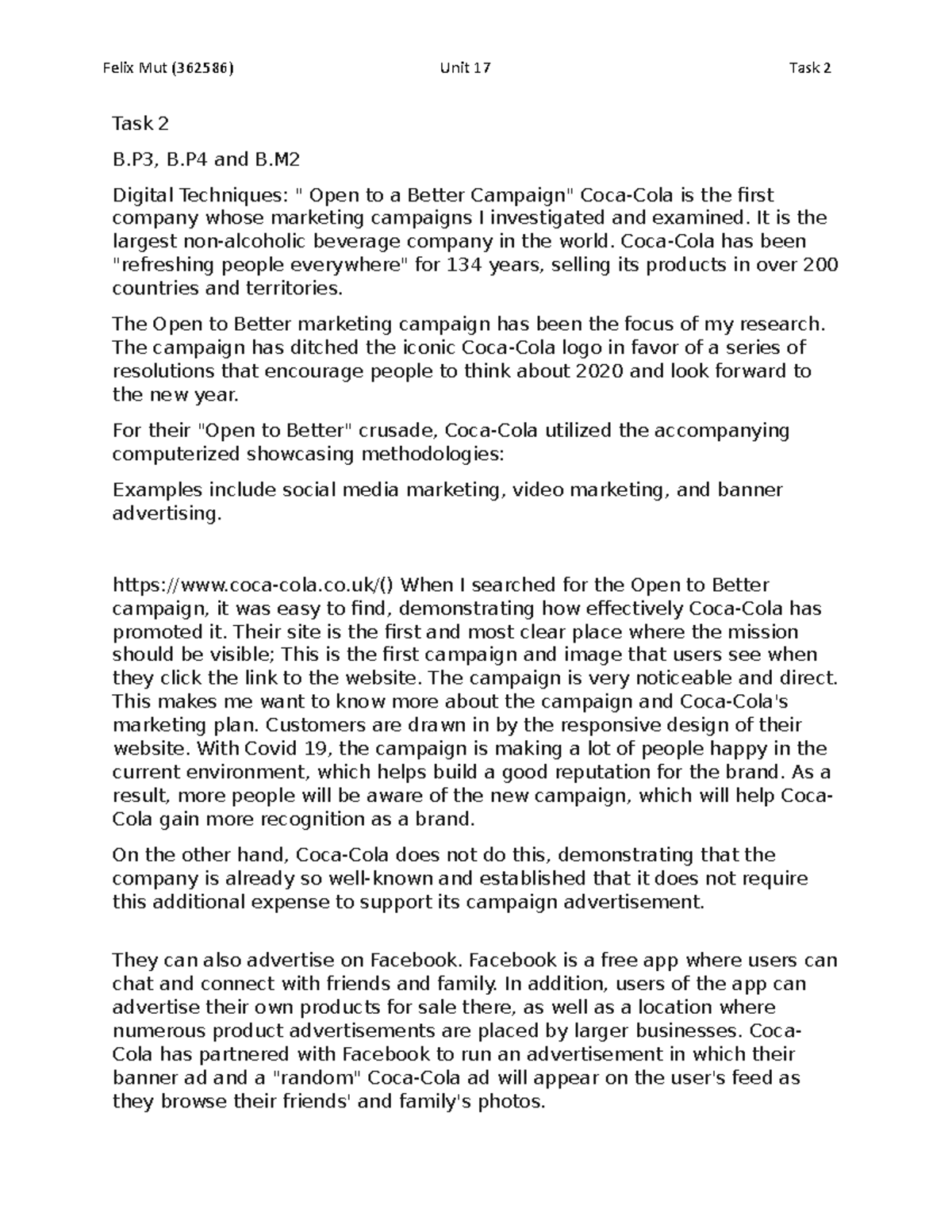 Unit 17 task 2 - level 3 business lecturers notes - Task 2 B, B and B ...