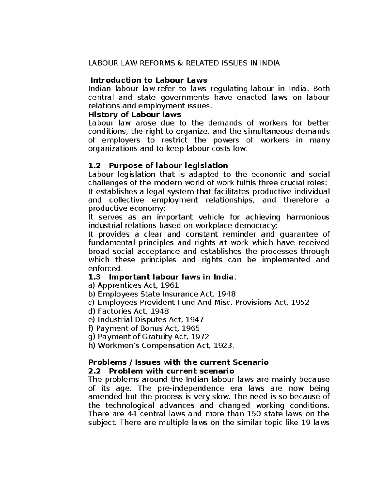 Labour Law Reforms in India: Challenges and Recommendations (Paper 4 ...