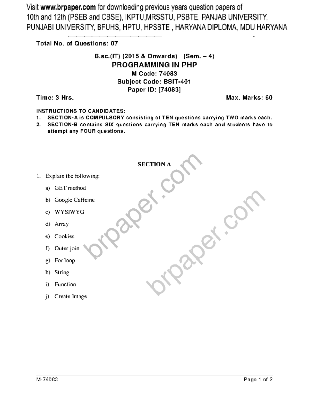 PHP (Sem. 4) May 2018 - Lecture Notes and Exam Guide - Studocu