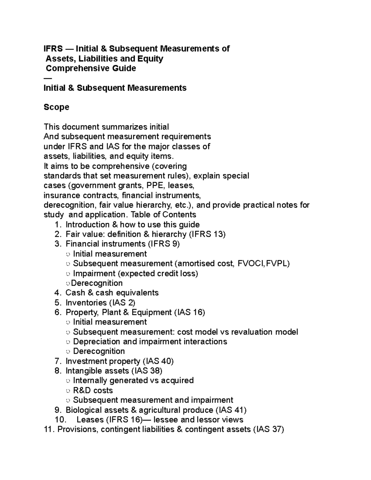 IFRS 2023: Comprehensive Guide to Initial & Subsequent Measurements ...