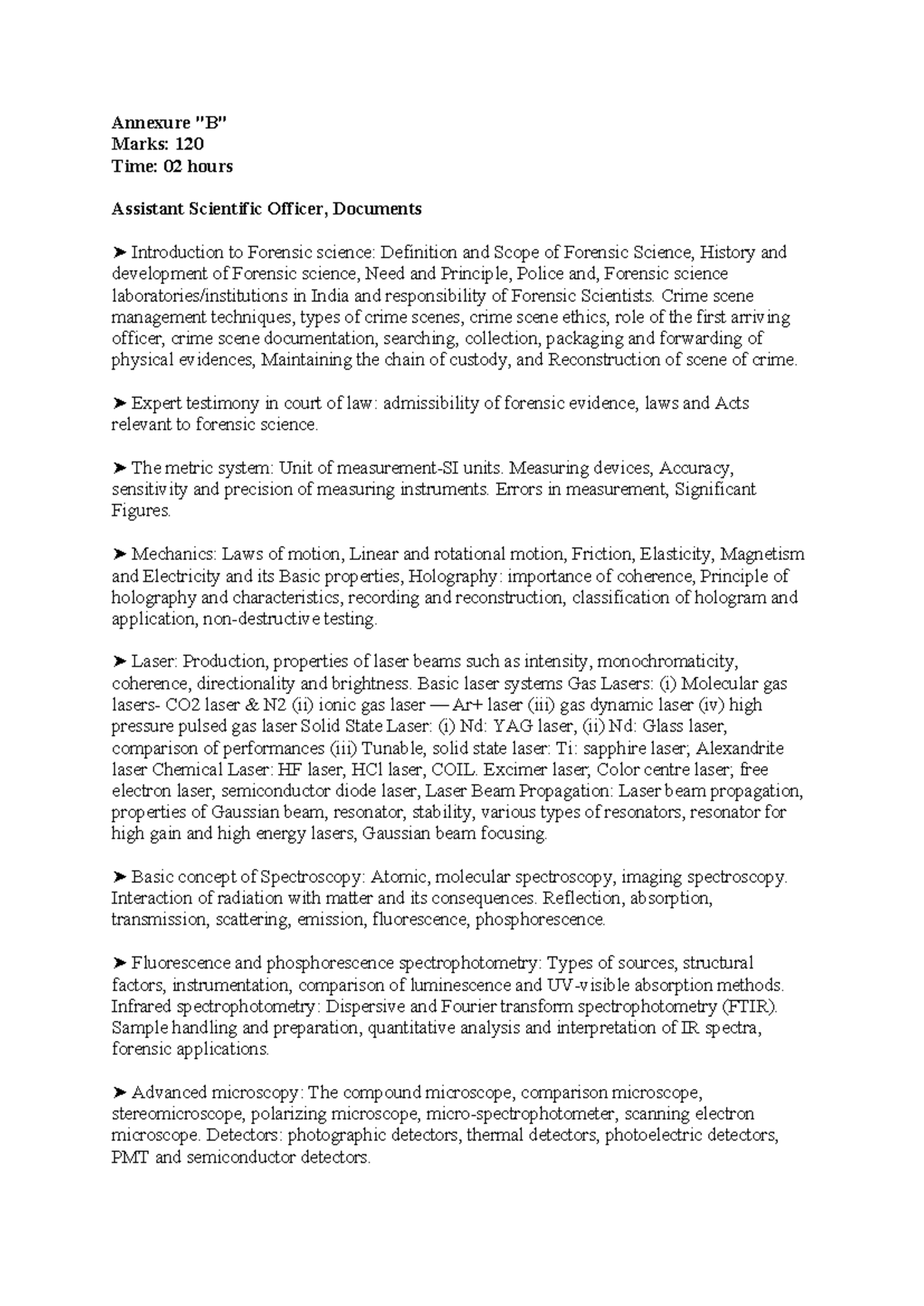 Forensic Science and Technology: Comprehensive Syllabus (Course Code ...