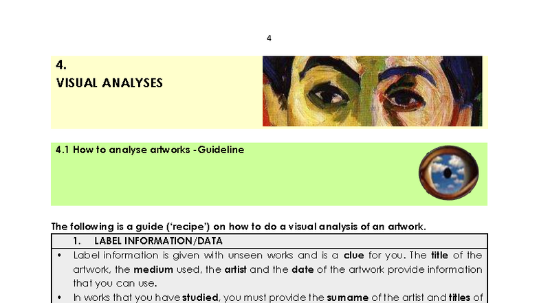 How to Conduct a Visual Analysis: A Guide for ART 4 Students - Studocu