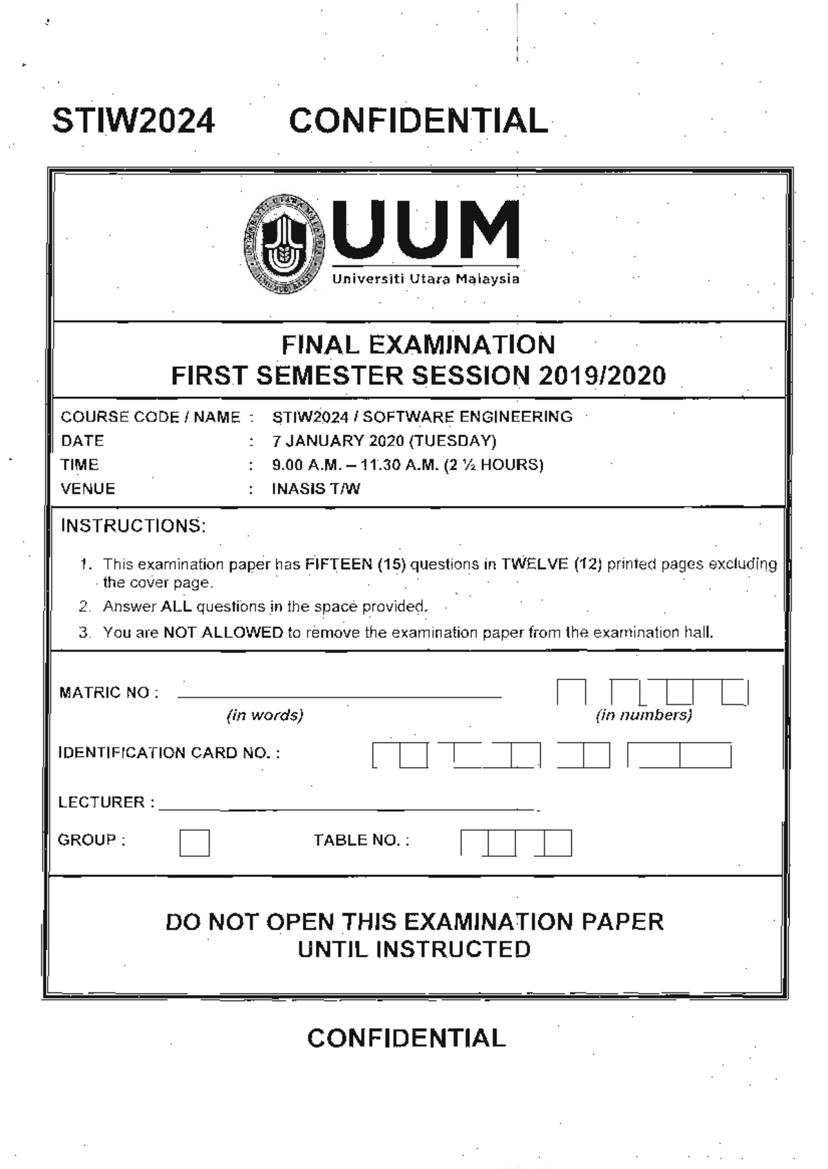 STIW2024 1 2019 2020 - Software engineering - SOFTWARE ENGINEERING ...