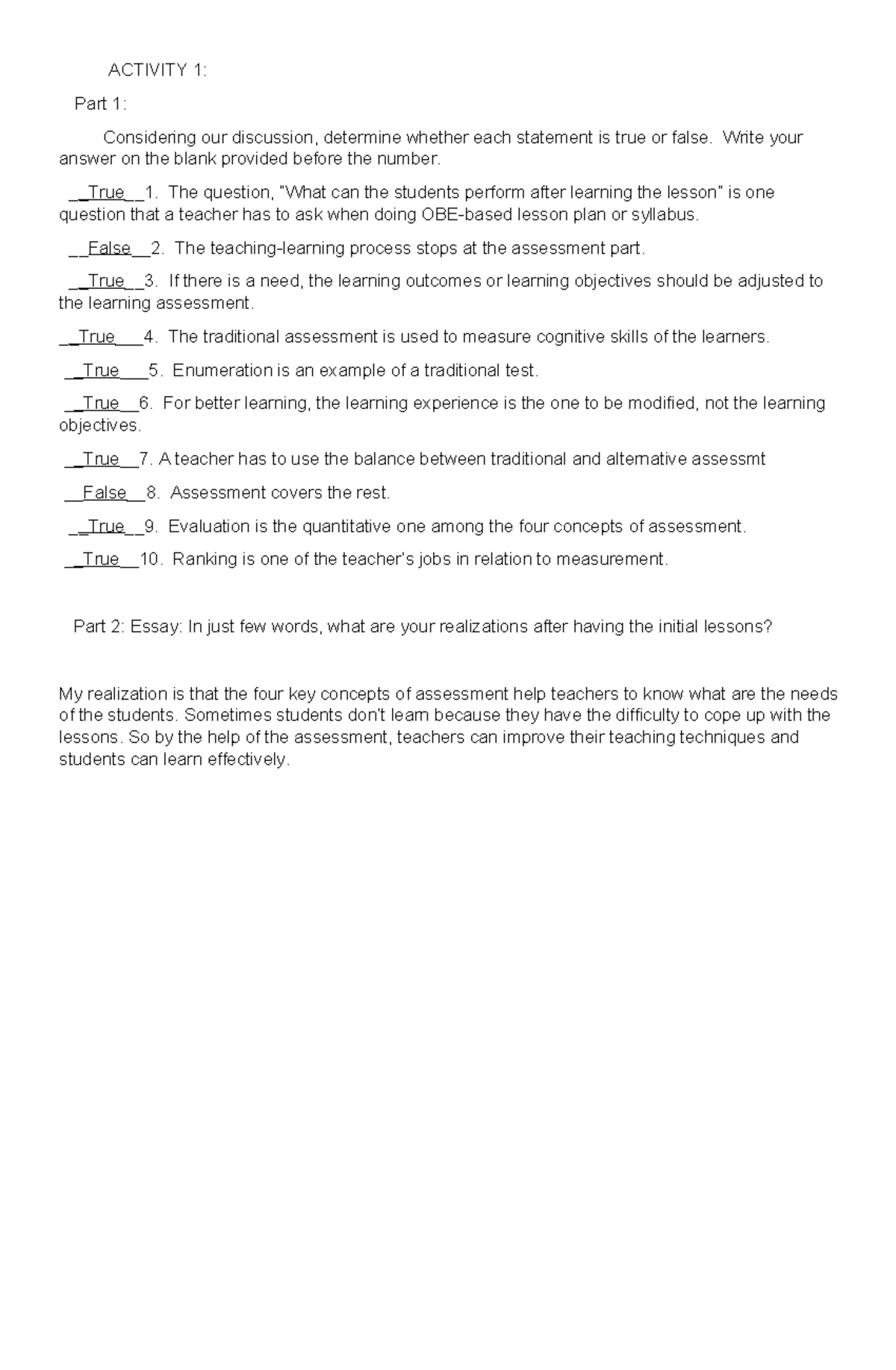 Prof Ed 8 Act1 Badong - Test - ACTIVITY 1: Part 1: Considering our ...