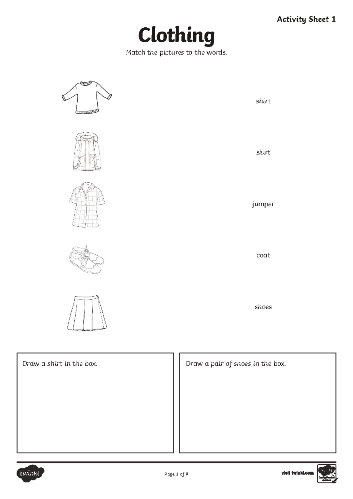 T-t-289754 Clothing Activity Sheets: Matching & Drawing Exercises - Studocu