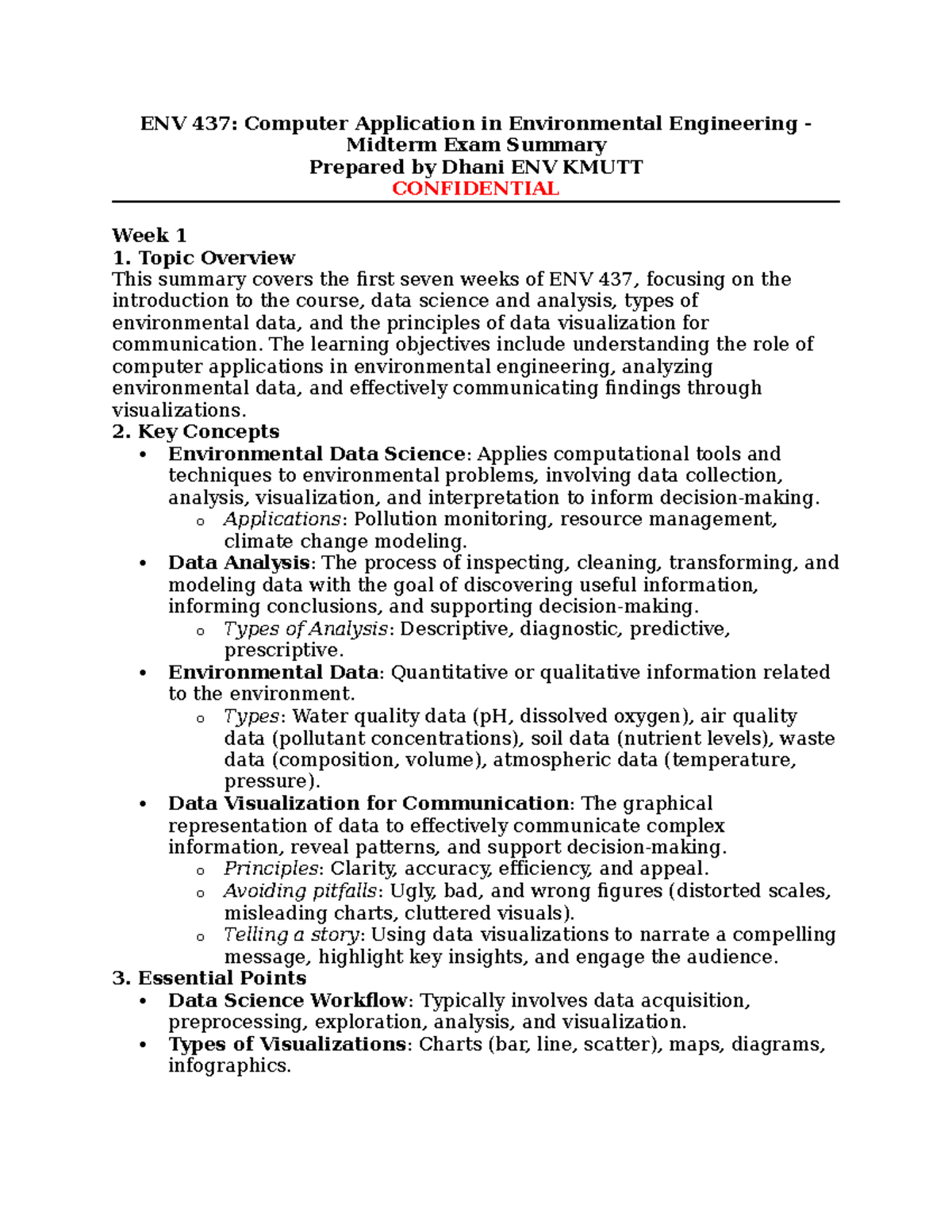 ENV 437 Computer Application in Environmental Engineering - Midterm ...
