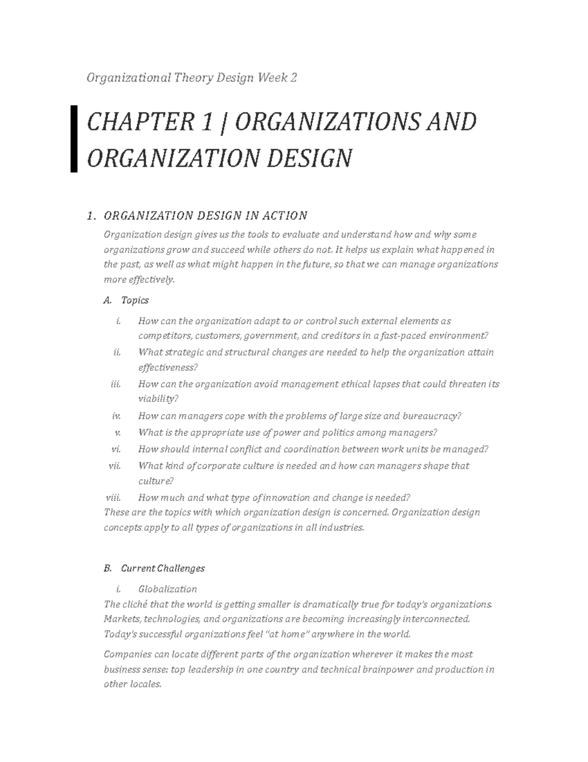 Organizational Theory Design - Week 2 Insights UTS - Studocu